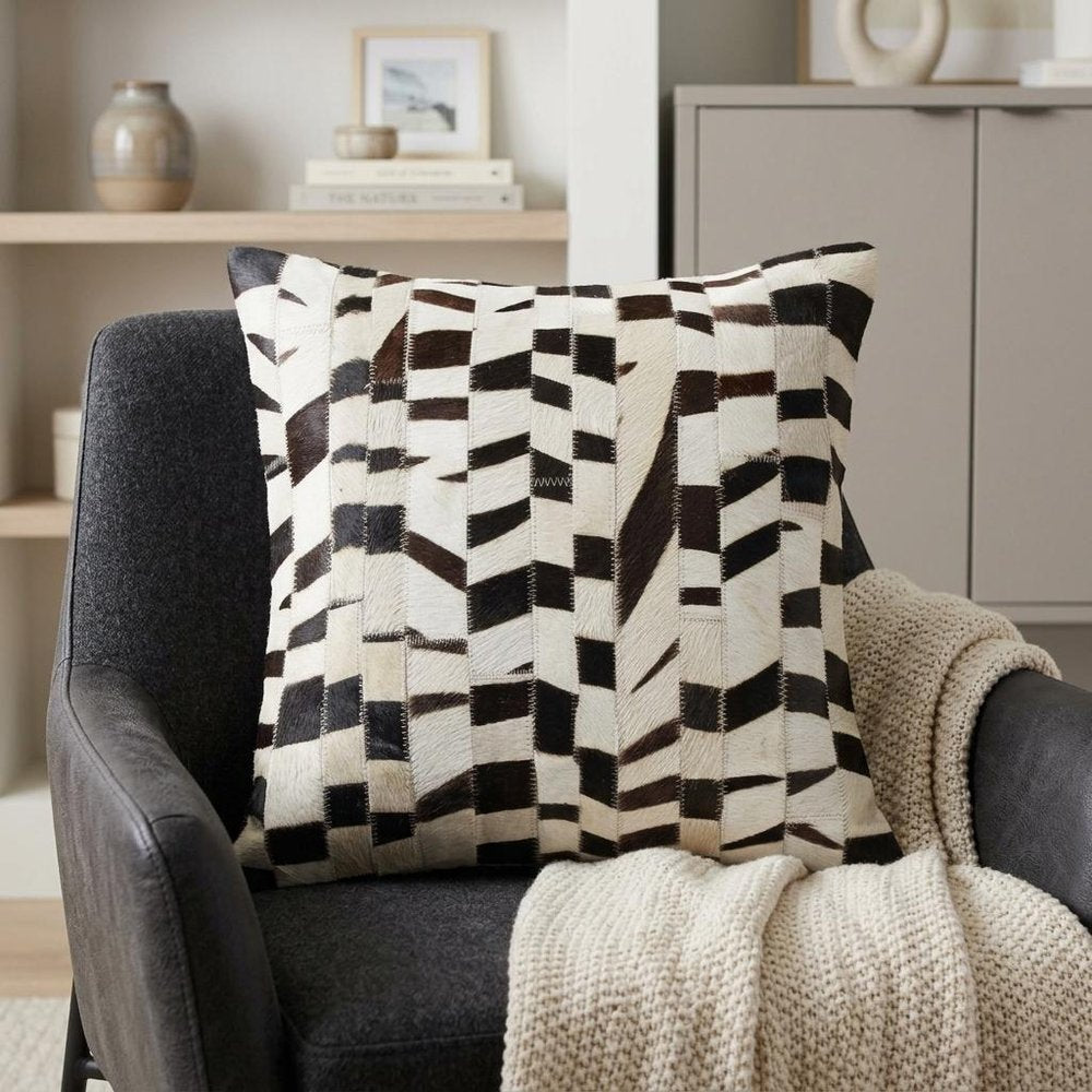 18" X 18" Zebra Cowhide Pillow HomeRoots