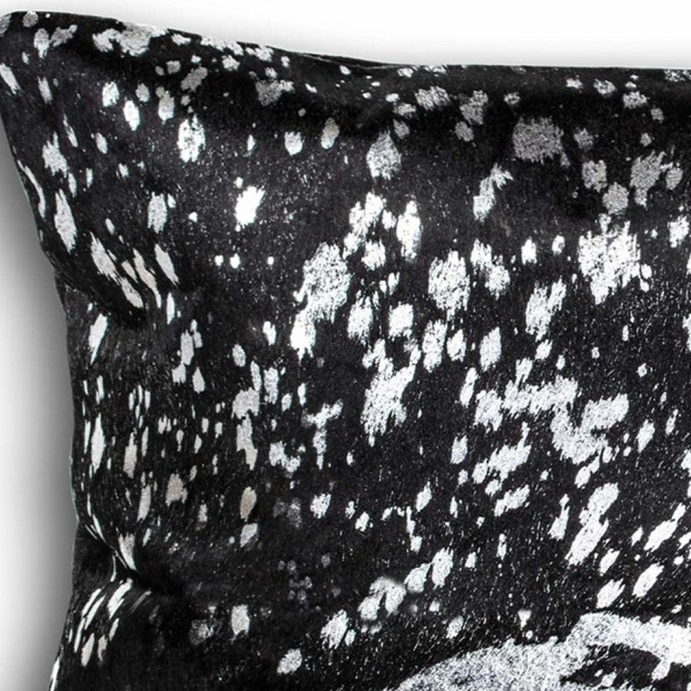 12" X 20" Black and Silver Cowhide Throw Pillow 5.0" (L) x 20.0" (W) x 12.0" (H) FurniFindUSA