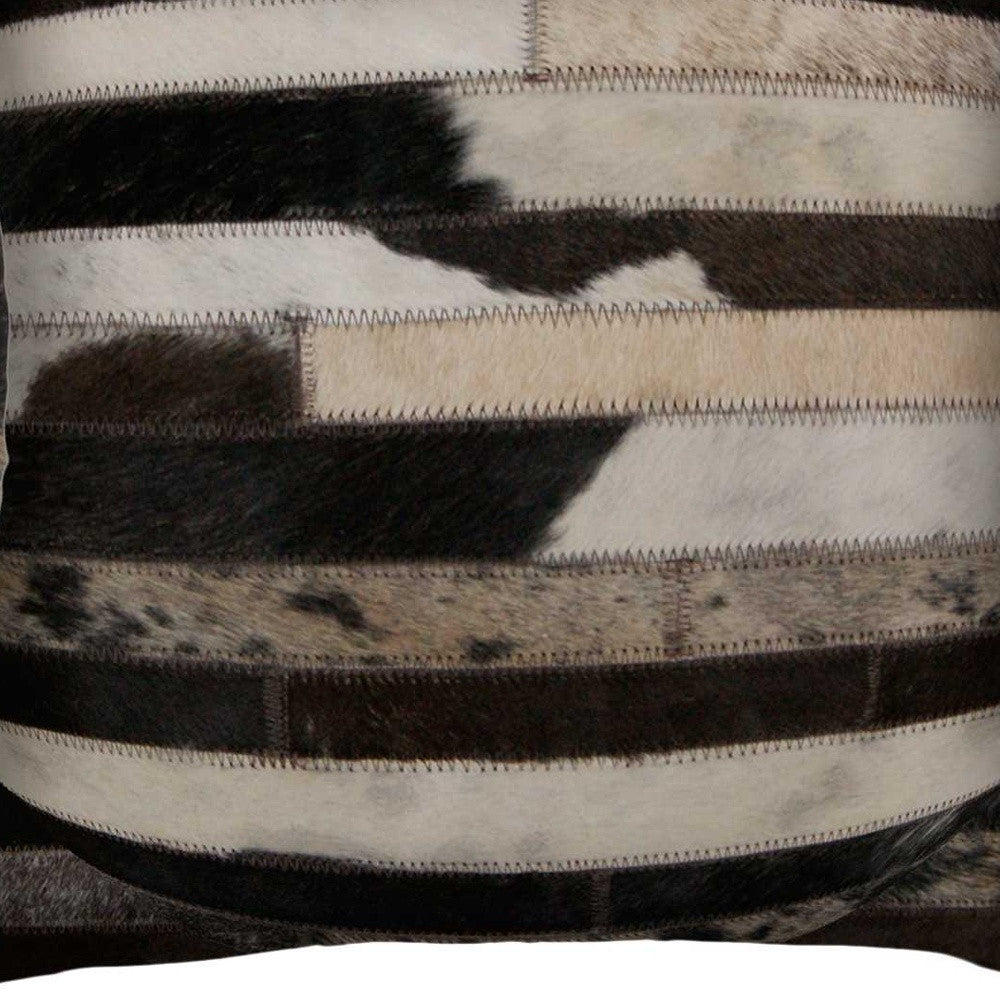 Set of Two Brown and Black Cowhide Throw Pillow FurniFindUSA