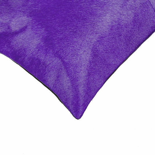 Set of Two 18" Purple Cowhide Throw Pillows
