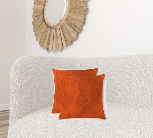 18" X 18" X 5" Orange Cowhide Pillow 2 Pack FurniFindUSA