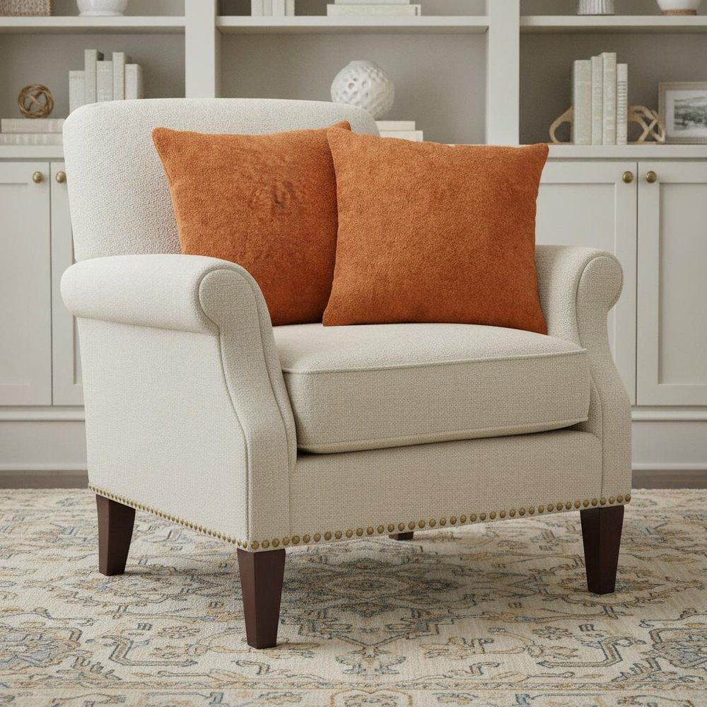 Set of Two 18" Orange Genuine Cowhide Throw Pillows HomeRoots