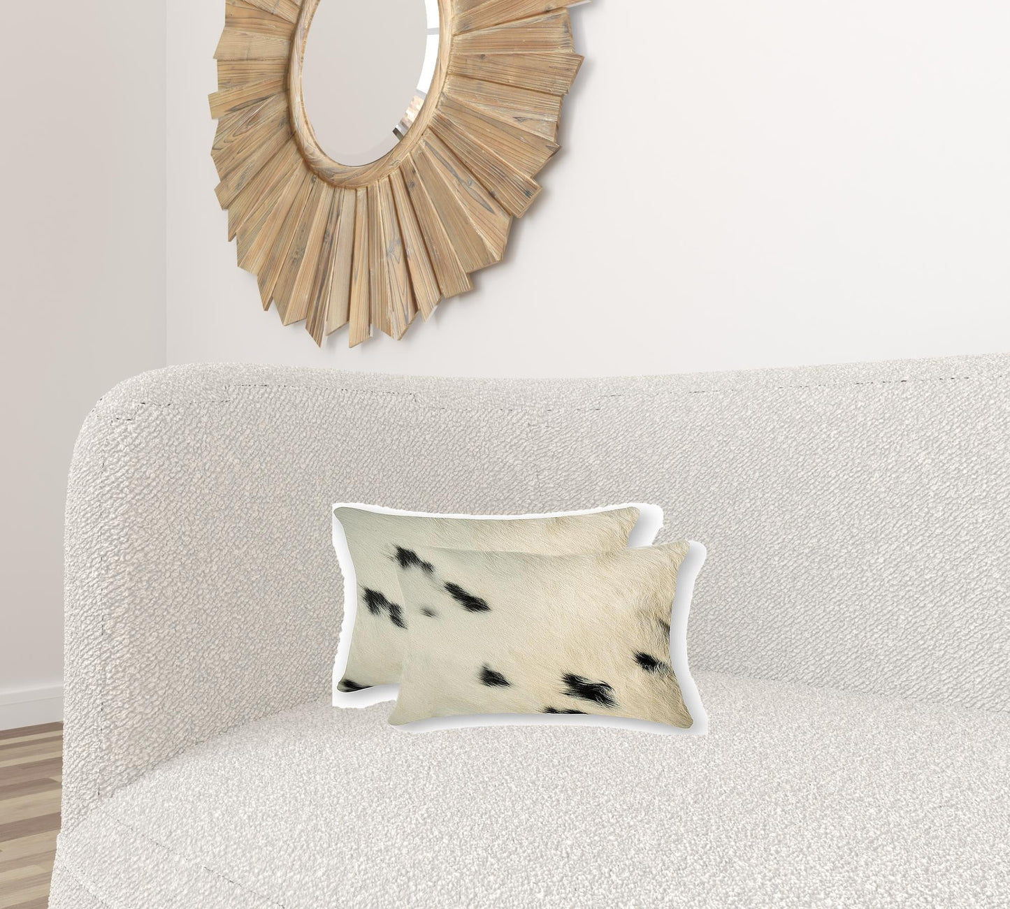 12" X 20" X 5" White And Black Cowhide Pillow 2 Pack FurniFindUSA