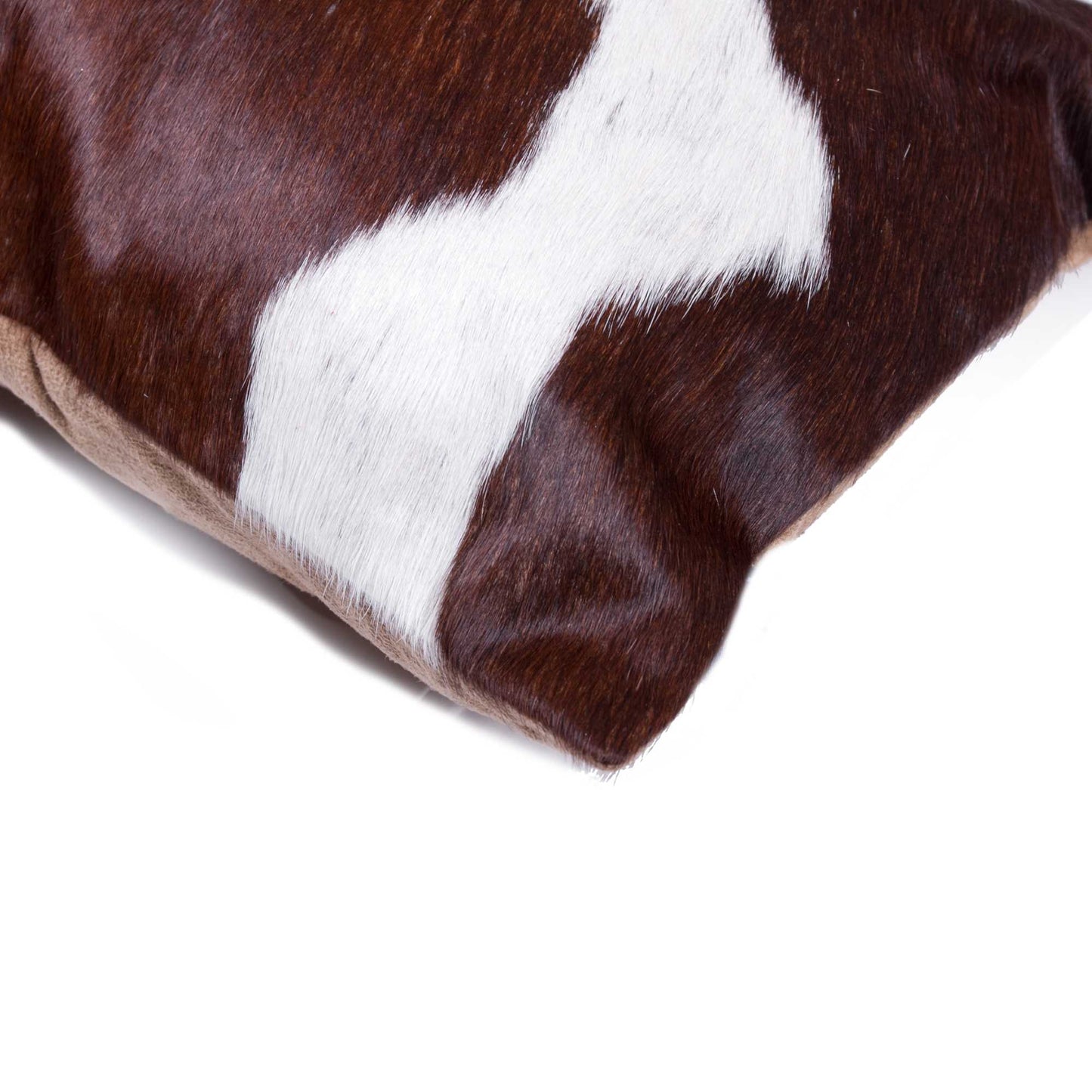 12" X 20" X 5" Chocolate And White Cowhide Pillow 2 Pack FurniFindUSA