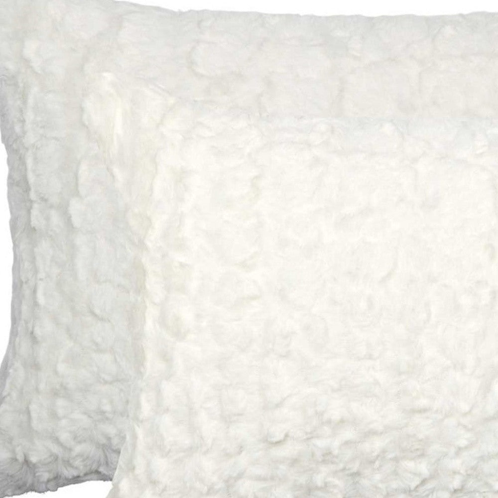 Set of Two 12" X 20" Ivory Faux Fur Throw Pillow FurniFindUSA