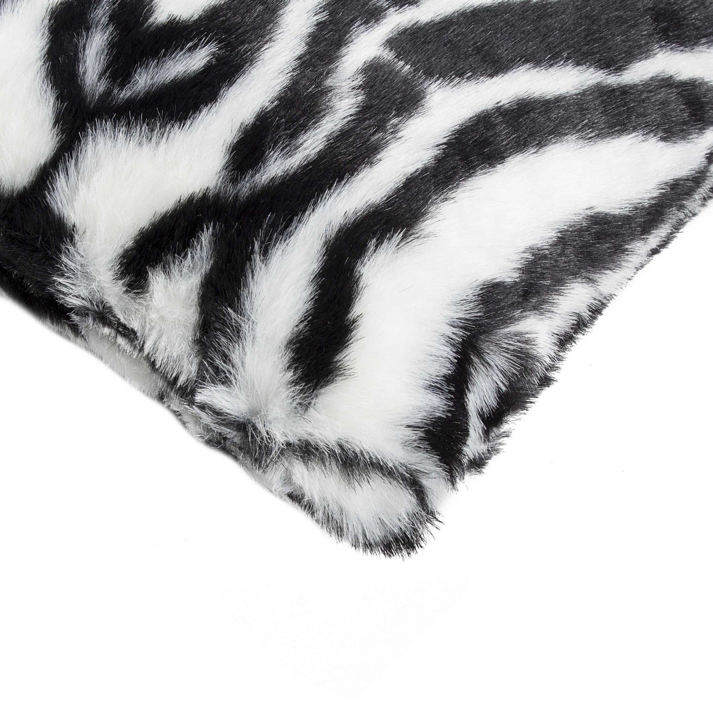 Set of Two 12" X 20" Black and White Faux Fur Throw Pillow FurniFindUSA