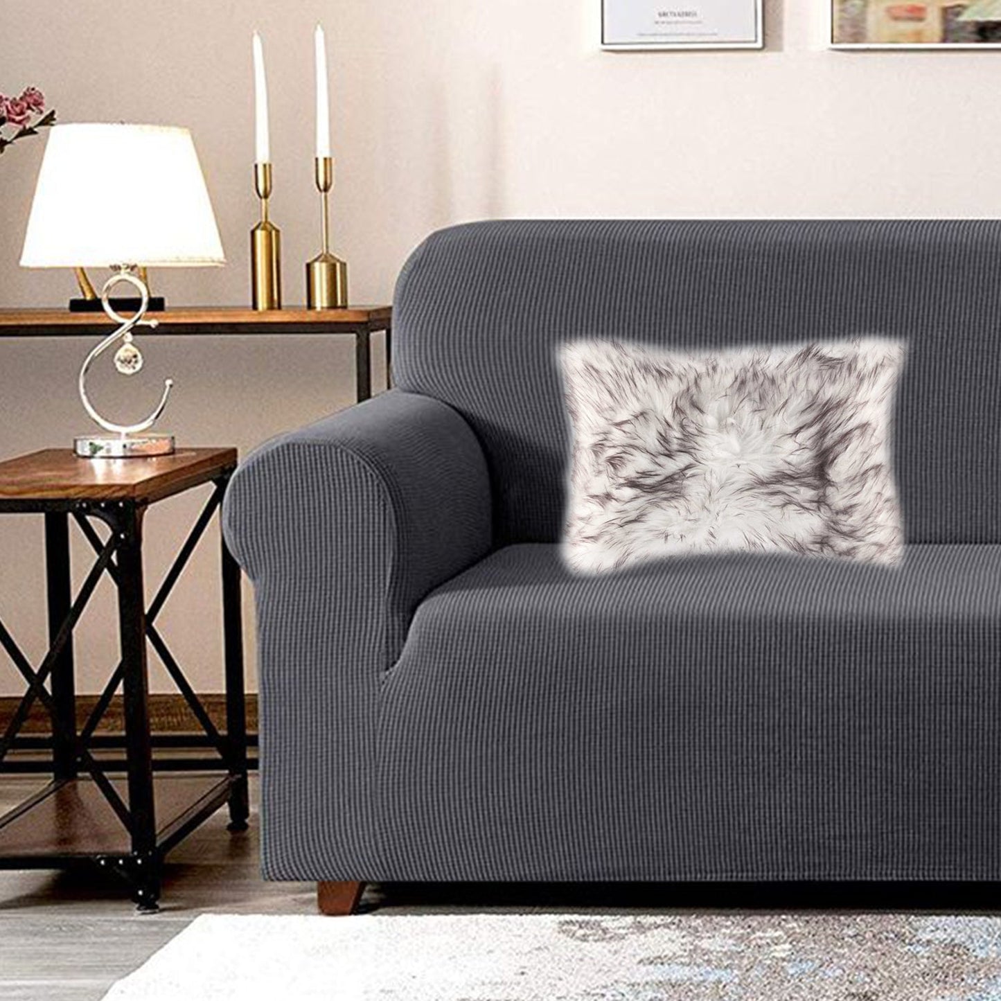 Set of Two 12" X 20" Chocolate Faux Fur Throw Pillow FurniFindUSA