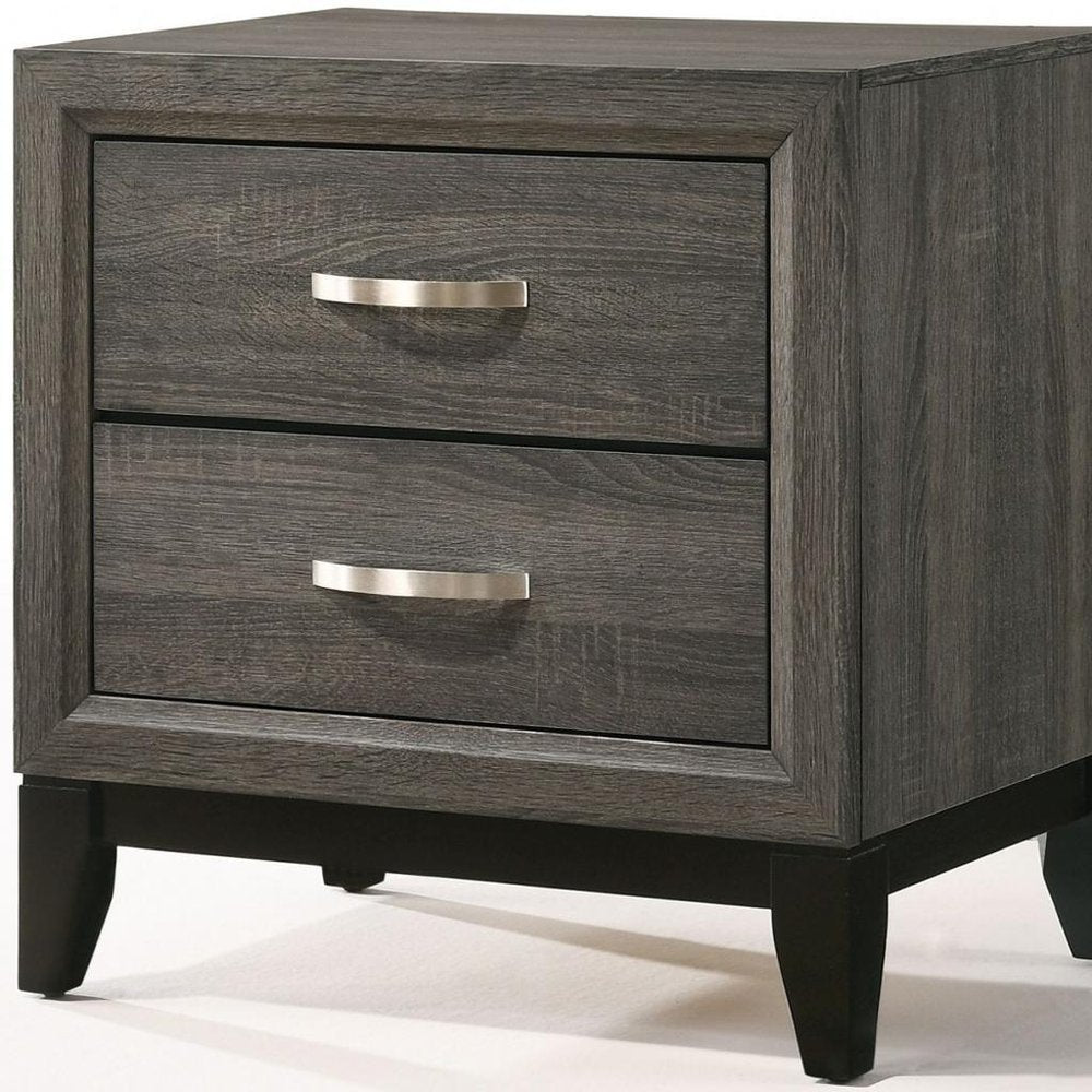 25" Gray Two Drawers Nightstand HomeRoots