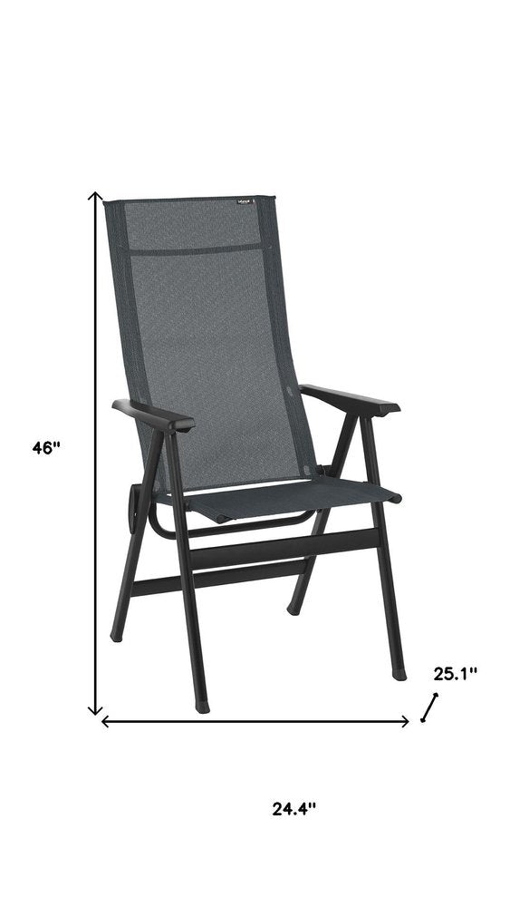 24" Gray and Black Steel Outdoor Arm Chair HomeRoots