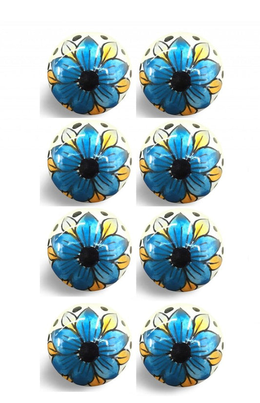 1.5" X 1.5" X 1.5" Blue Black And Yellow Knobs 8 Pack HomeRoots