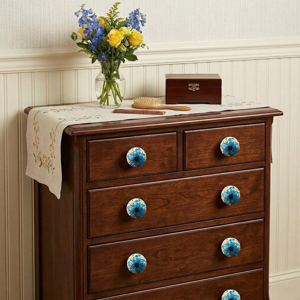 1.5" X 1.5" X 1.5" Blue Black And Yellow Knobs 8 Pack HomeRoots