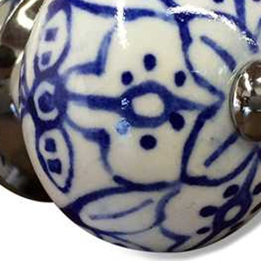 Set of Twelve Blue And White Ceramic Drawer Pull Knobs HomeRoots