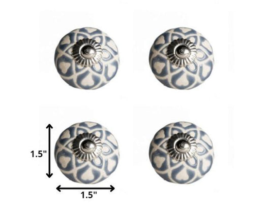 1.5" X 1.5" X 1.5" Blue Cream (Beige) With Silver Knobs 12 Pack HomeRoots