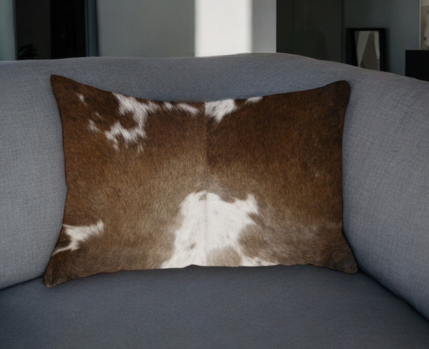 12" X 20" X 5" Chocolate And White Torino Kobe Cowhide Pillow FurniFindUSA