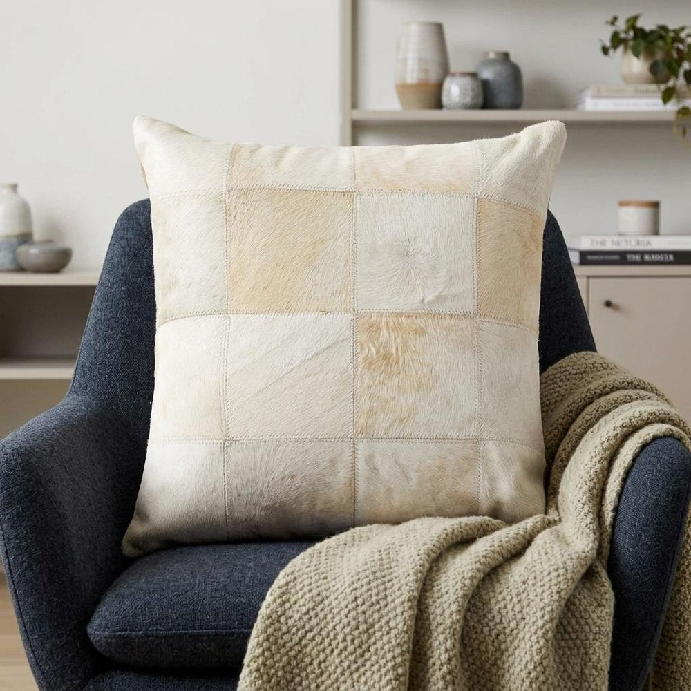 18" Natural Cowhide Throw Pillow HomeRoots