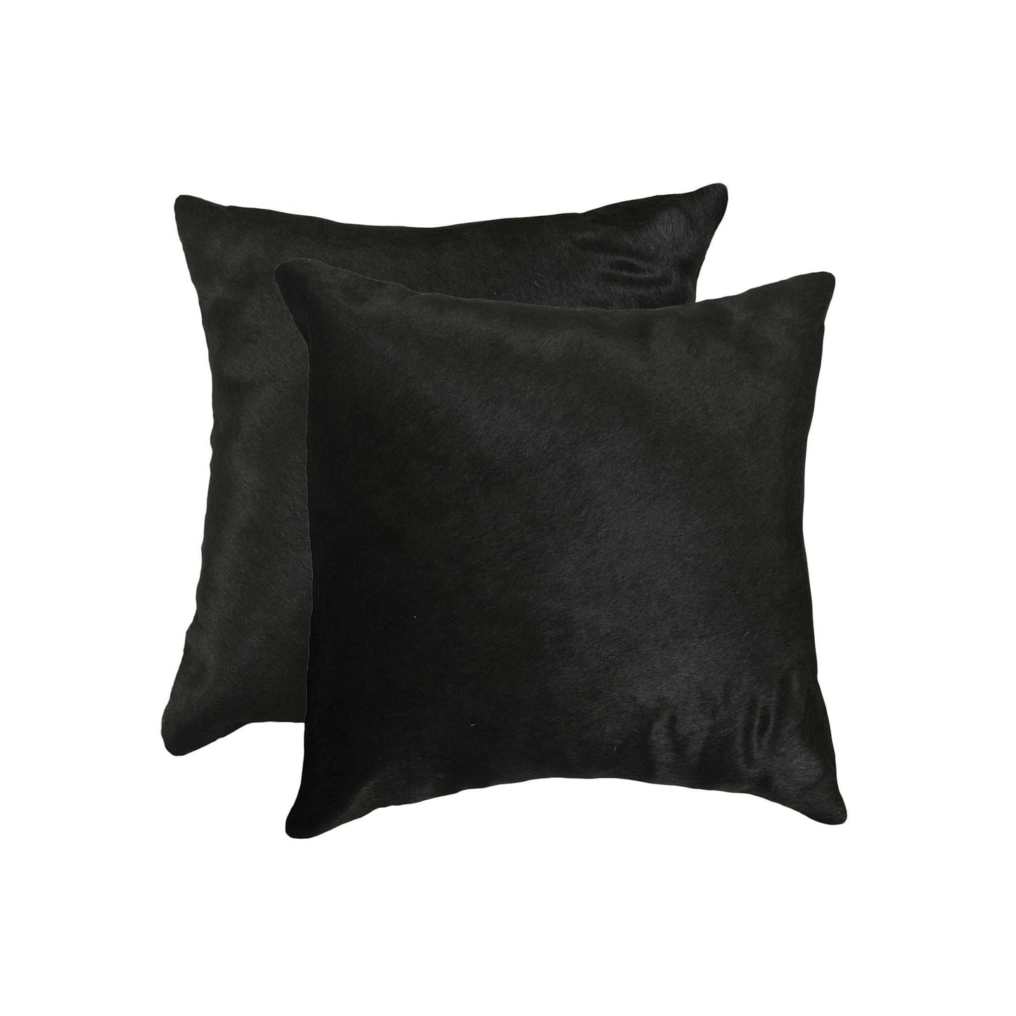 Set of Two 18" Black Cowhide Throw Pillow FurniFindUSA