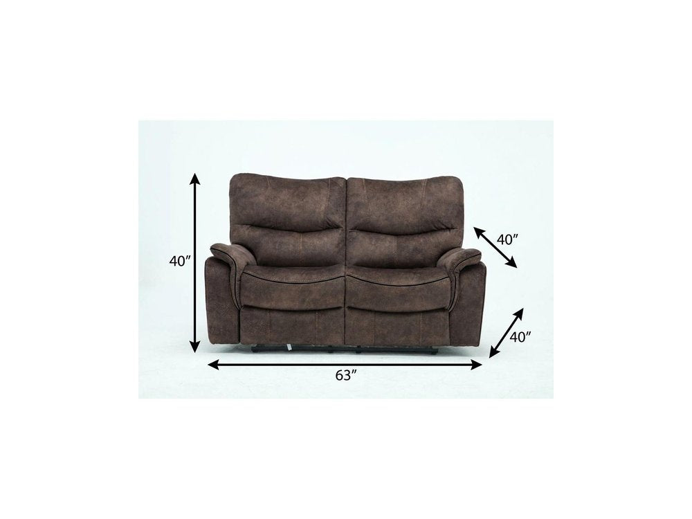 63" Dark Brown Microfiber Manual Reclining Love Seat HomeRoots
