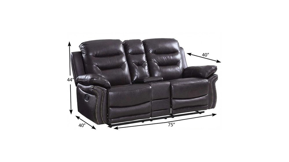 75" Brown Faux Leather Manual Reclining Love Seat With Storage HomeRoots
