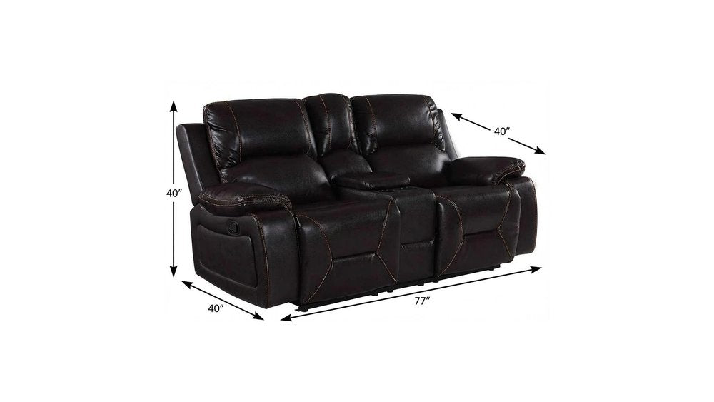 77" Brown Faux Leather Manual Reclining Love Seat With Storage HomeRoots