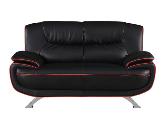 Two Piece Indoor Black Genuine Leather Five Person Seating Set HomeRoots