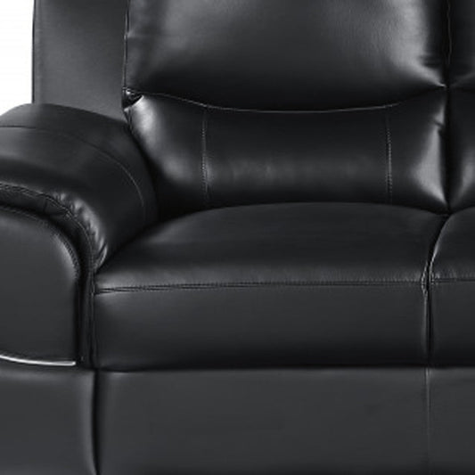 85" Black Genuine Leather Sofa HomeRoots