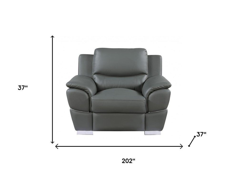 Three Piece Indoor Gray Genuine Leather Six Person Seating Set HomeRoots