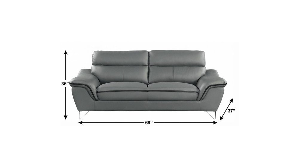 69" Gray And Silver Faux Leather Love Seat HomeRoots