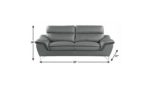 69" Gray And Silver Faux Leather Love Seat HomeRoots