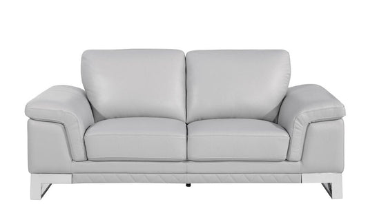 Three Piece Indoor Light Gray Italian Leather Six Person Seating Set HomeRoots
