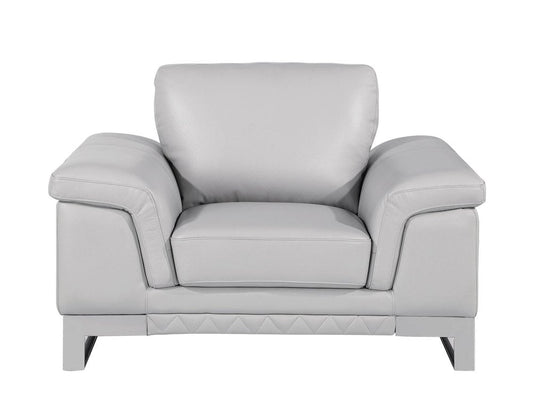 49" Dark Gray And Silver Genuine Leather Arm Chair HomeRoots