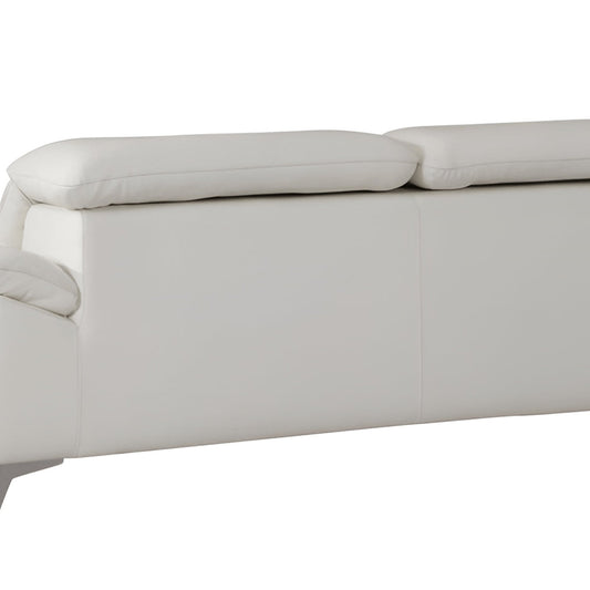 87" White Italian Leather Sofa With Silver Legs HomeRoots