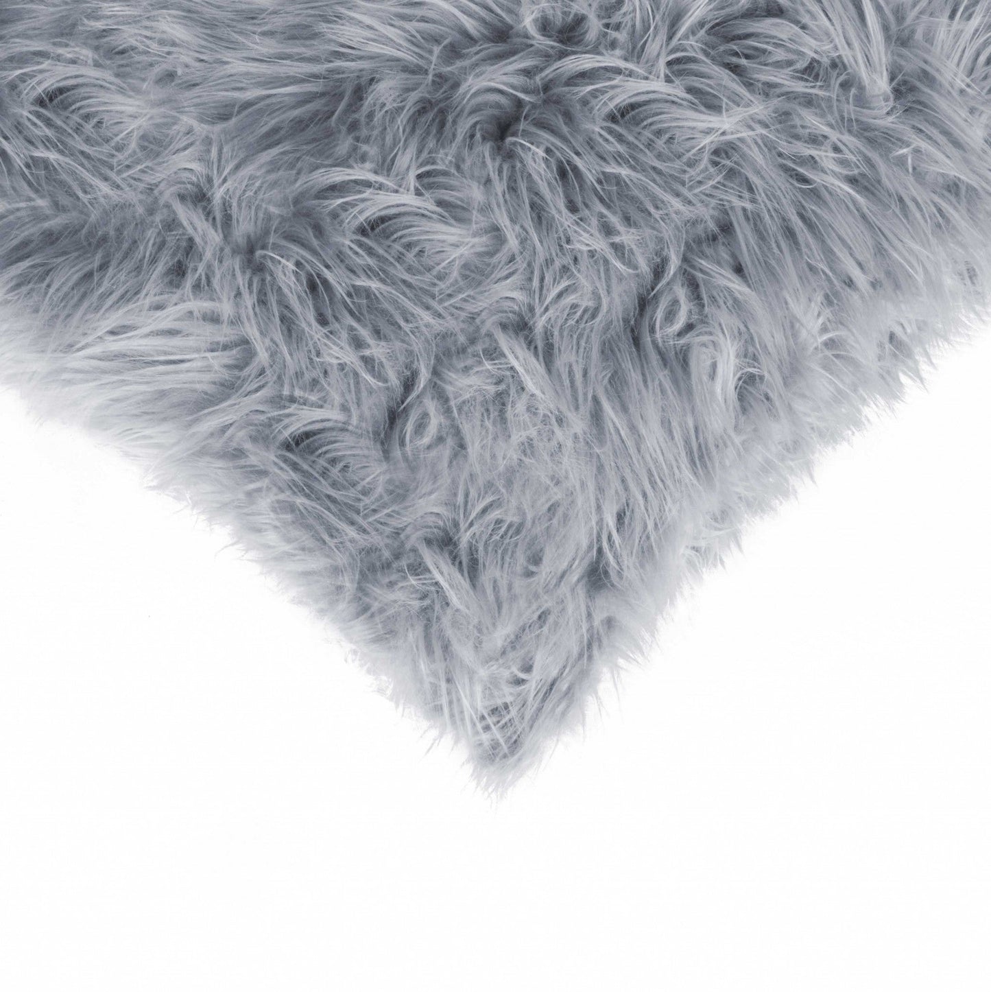 18" X 18" X 5" Grey Faux Fur Pillow 2 Pack FurniFindUSA