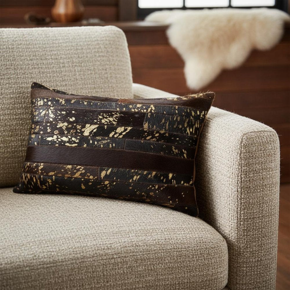 12 X 20 Chocolate Cowhide Throw Pillow HomeRoots
