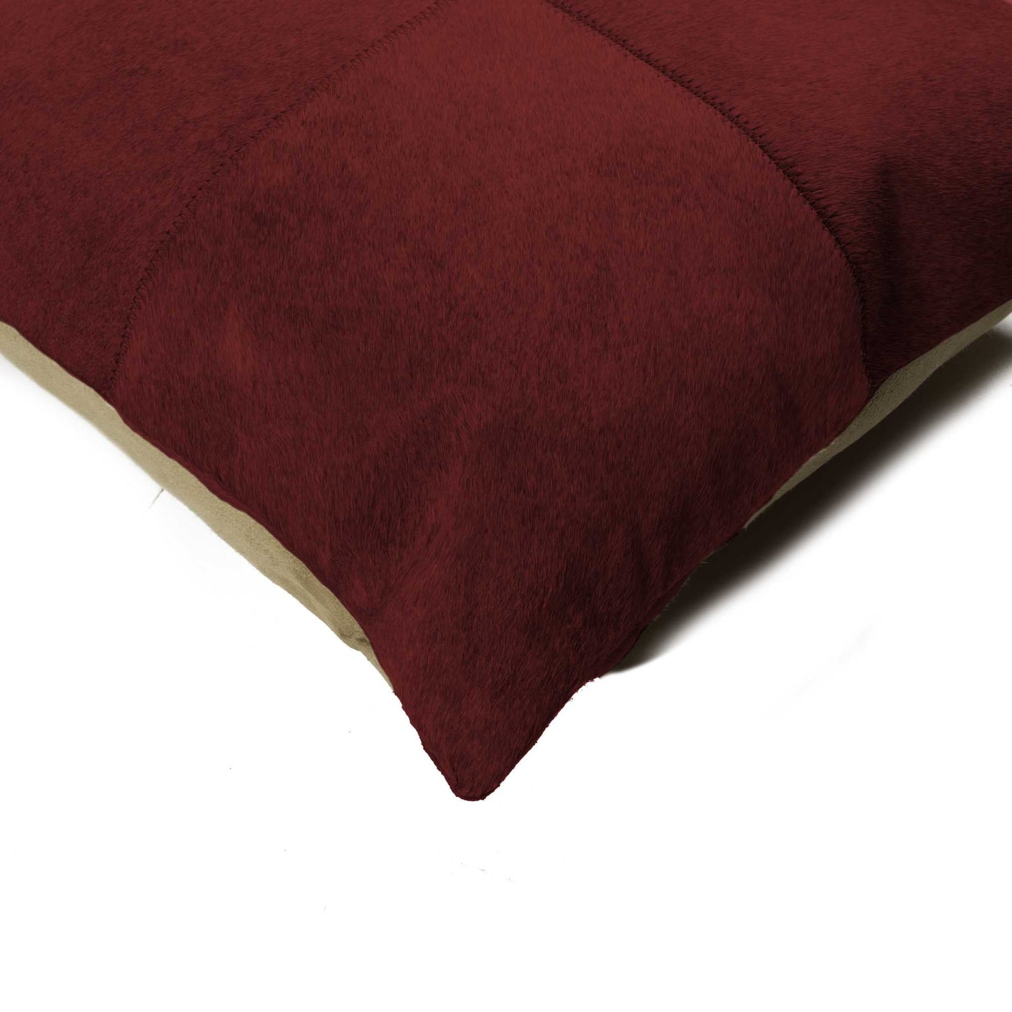 18" Wine Cowhide Throw Pillow FurniFindUSA