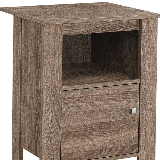 24" Taupe Wood End Table With Shelf