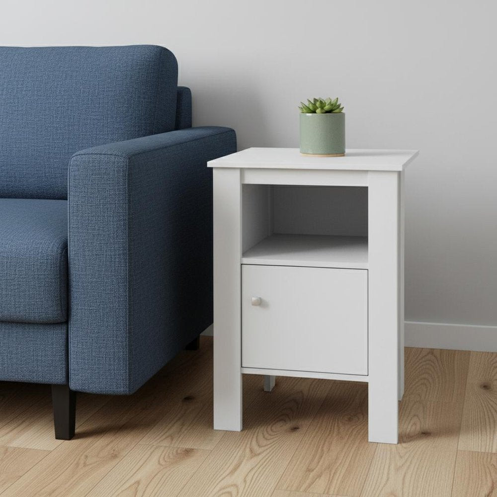 24" White Wood End Table With Shelf HomeRoots