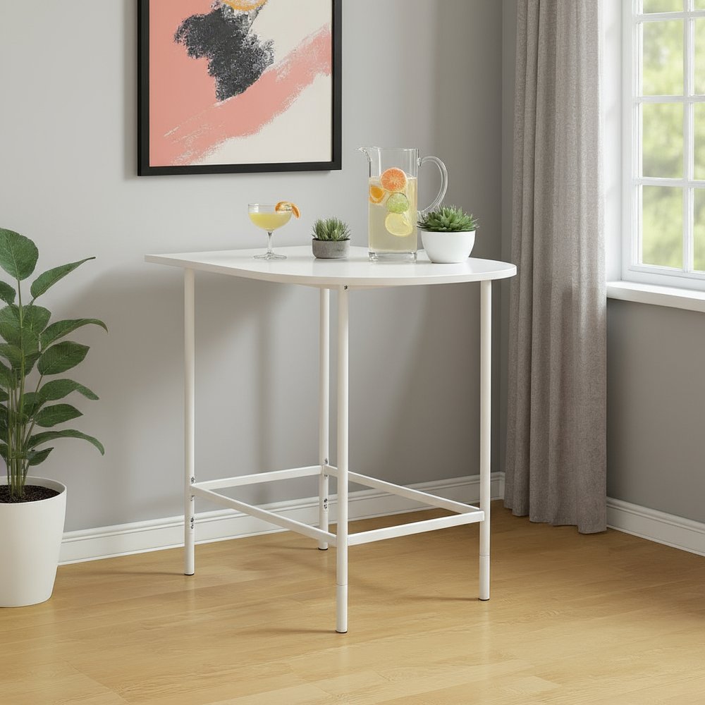 24" White Free Form Manufactured Wood Bar Table HomeRoots