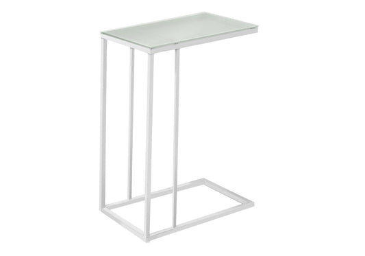 18.25" X 10.25" X 24" White Metal Tempered Glass Accent Table HomeRoots