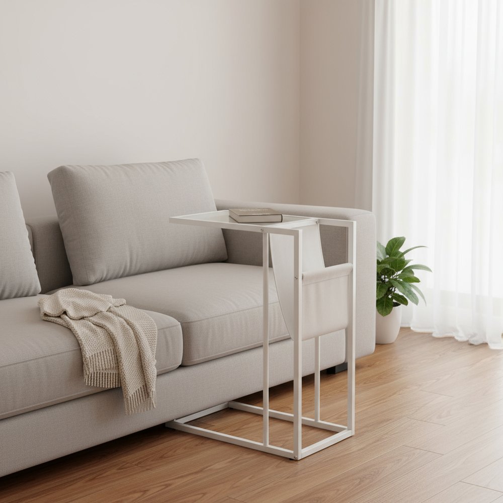 White Modern Metal And Glass Tv Table - FurniFindUSA