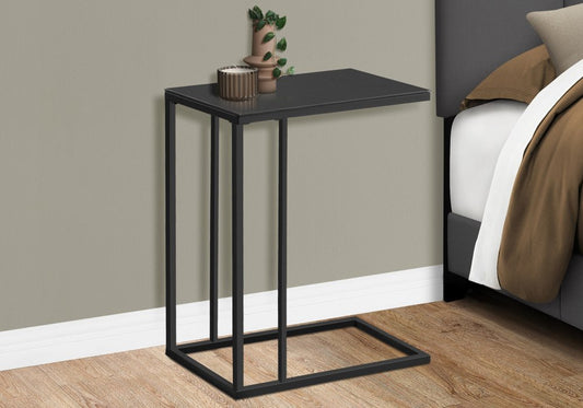 18.25" X 10.25" X 24" Black Metal Tempered Glass Accent Table