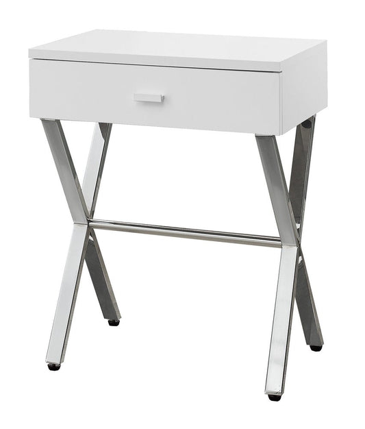 22" Silver And Deep Taupe Wood And Metal End Table With Drawer HomeRoots