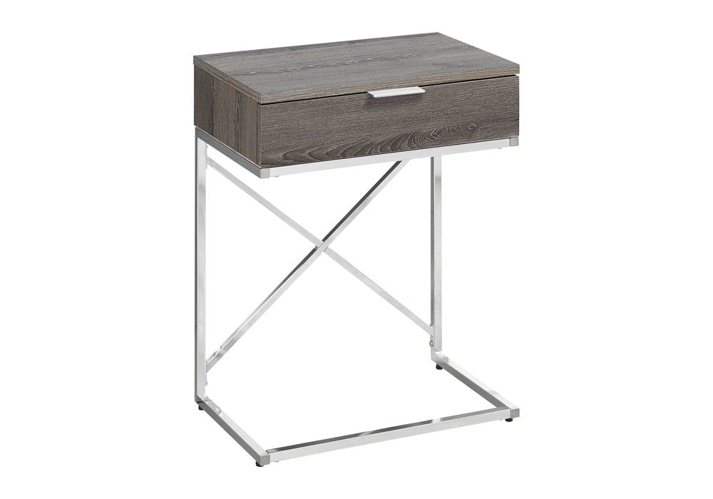 24" Silver And Gray Wood And Metal End Table With Drawer HomeRoots