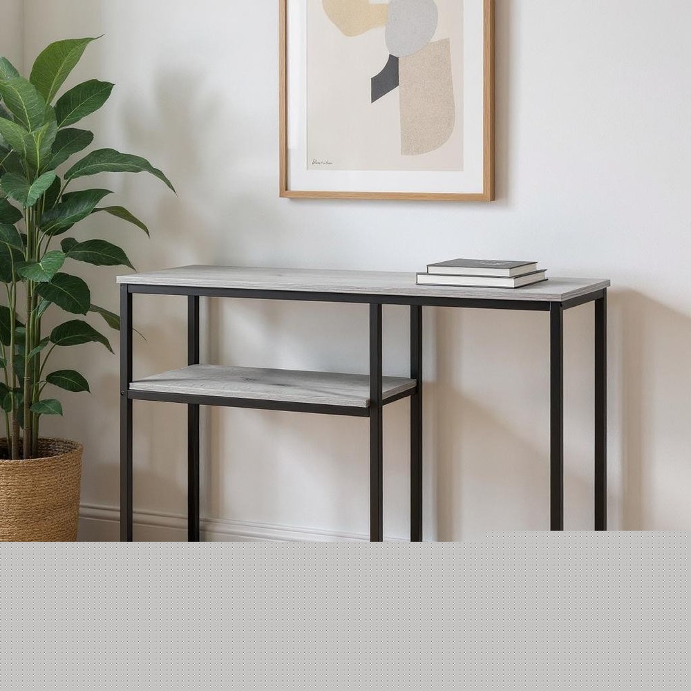 42" Gray And Black Frame Console Table With Storage HomeRoots