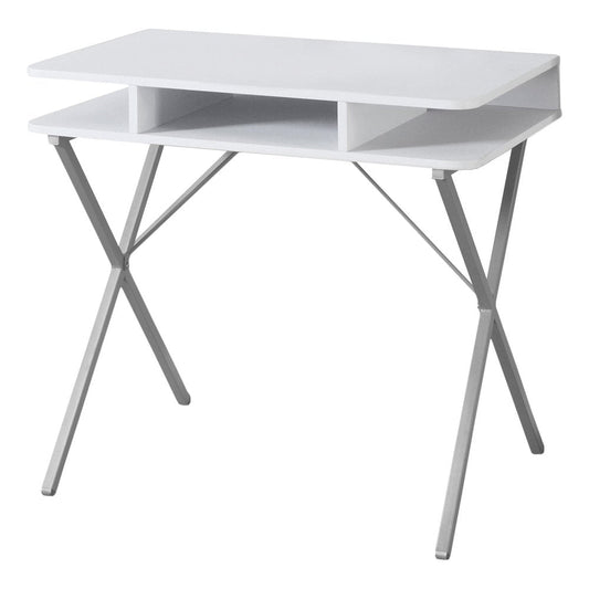 32" White and Silver Computer Desk HomeRoots
