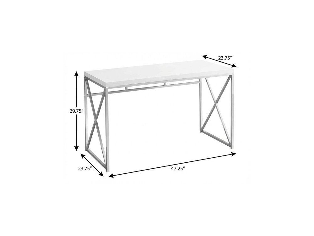 47" White and Silver Computer Desk HomeRoots
