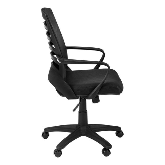 Black Polyester Seat Swivel Adjustable Task Chair Mesh Back Plastic Frame HomeRoots