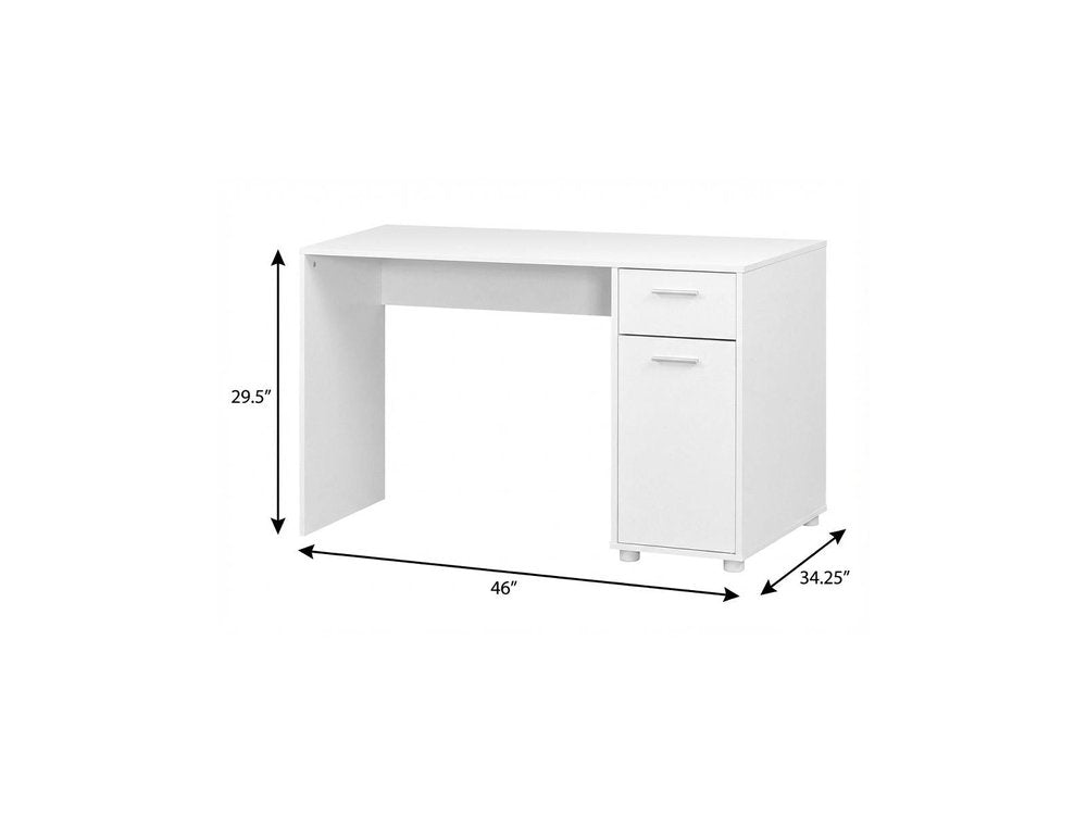 46" White L Shape Computer Desk With Two Drawers HomeRoots