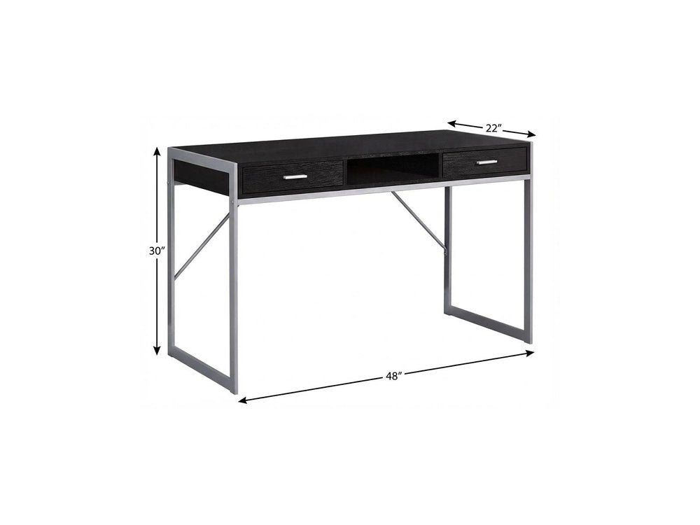 48" White and Silver Computer Desk With Two Drawers HomeRoots
