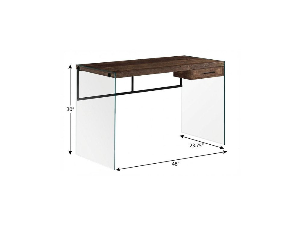 48" Brown and Clear Computer Desk HomeRoots