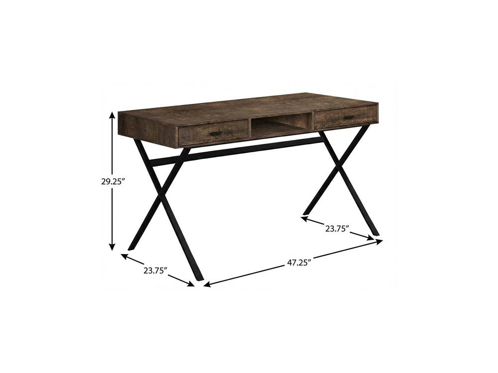 47" Brown and Black Computer Desk With Two Drawers HomeRoots